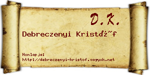 Debreczenyi Kristóf névjegykártya